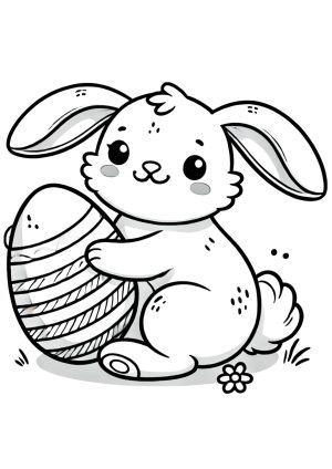 Osterhase hält Osterei 1
