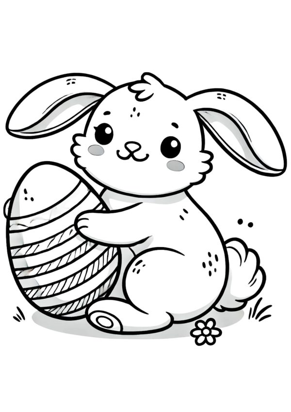 Osterhase hält Osterei 1