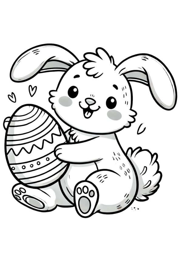 Osterhase hält Osterei