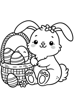 Osterhase mit Ostereiern im Korb